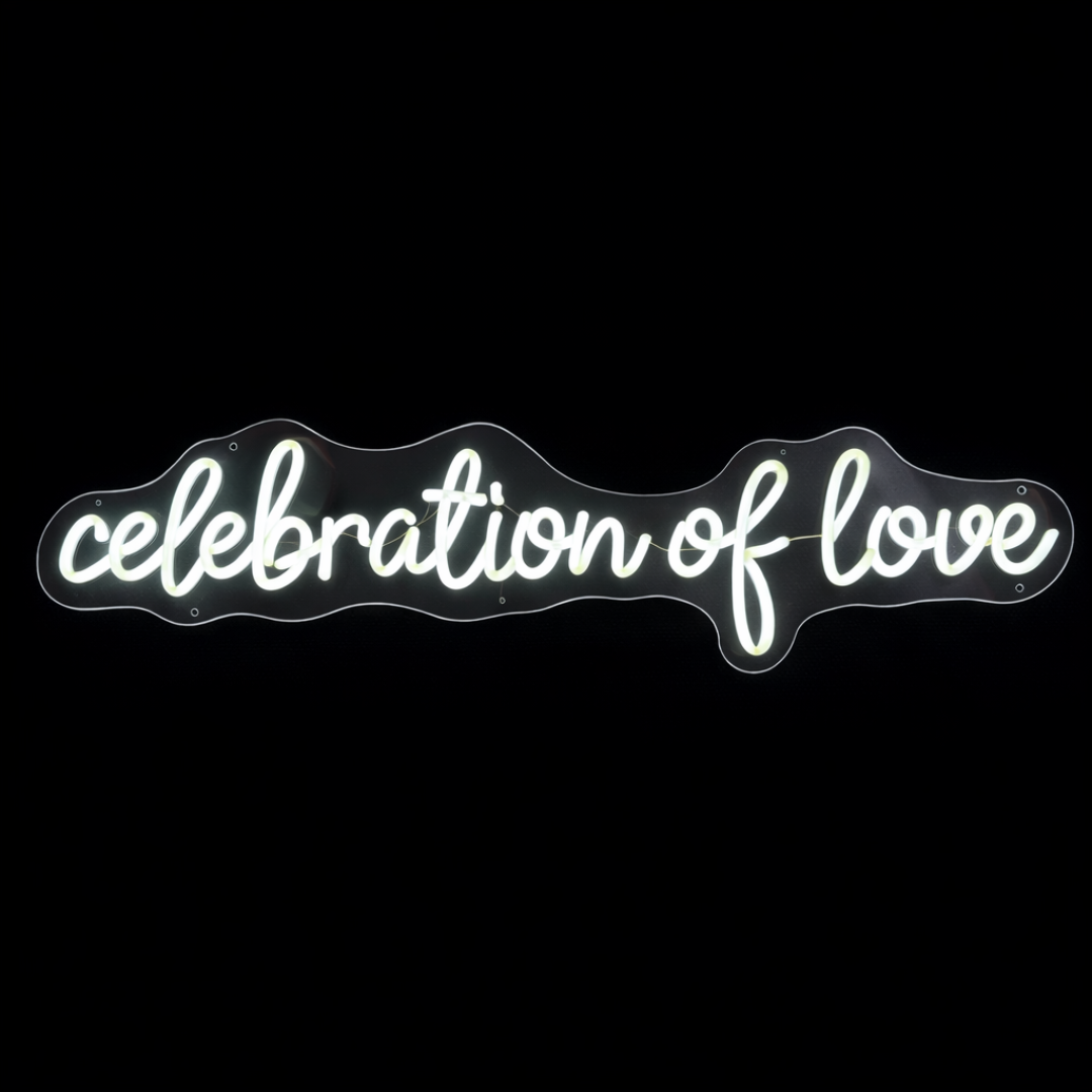 Celebración de amor en neón